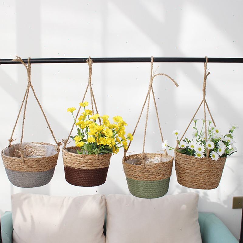 Spider Plant Hanging - Hasır Asılı Çiçek Saksısı Kenevir Halat